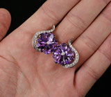 Крупные серьги с уругвайскими аметистами Серебро 925