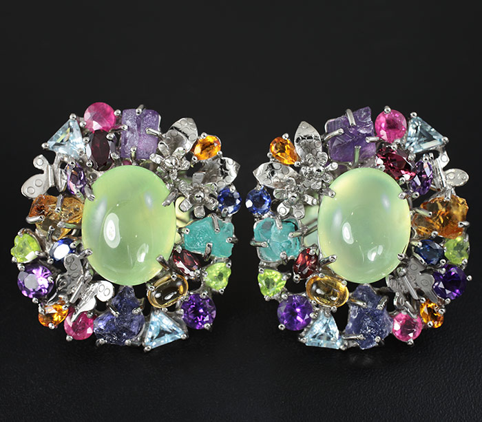 Потрясающие КРУПНЫЕ серьги с самоцветами! Ручная работа