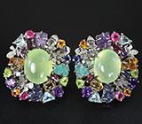 Потрясающие КРУПНЫЕ серьги с самоцветами! Ручная работа Серебро 925