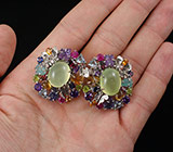 Потрясающие КРУПНЫЕ серьги с самоцветами! Ручная работа Серебро 925