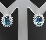 Серьги с насыщенно-синими топазами Серебро 925