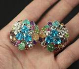 Потрясающие КРУПНЫЕ серьги с  самоцветами! Ручная работа Серебро 925