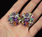 Потрясающие КРУПНЫЕ серьги с самоцветами! Ручная работа Серебро 925