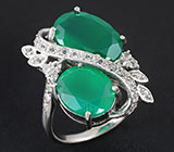 Кольцо с зелеными агатами и бесцветными топазами Серебро 925