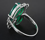 Кольцо с зелеными агатами и бесцветными топазами Серебро 925