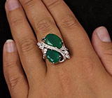 Кольцо с зелеными агатами и бесцветными топазами Серебро 925