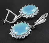 Серьги с голубым халцедоном и топазами Серебро 925