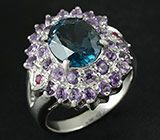 Кольцо с топазом, аметистами и пурпурными сапфирами Серебро 925