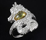 Оригинальное кольцо с кабошоном желтого сапфира 2,1 карат Серебро 925