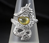 Оригинальное кольцо с кабошоном желтого сапфира 2,1 карат Серебро 925