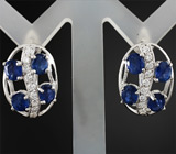 Серьги с насыщенно-синими сапфирами Серебро 925