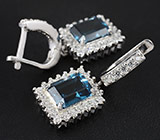 Стильные серьги с топазами Серебро 925