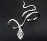 Двойное кольцо c бесцветными и черными бриллиантами 0,65 карат Серебро 925
