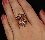 Прелестное кольцо с родолитами и розовыми сапфирами Серебро 925