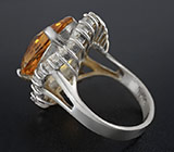 Эффектное кольцо с золотистым цитрином Серебро 925