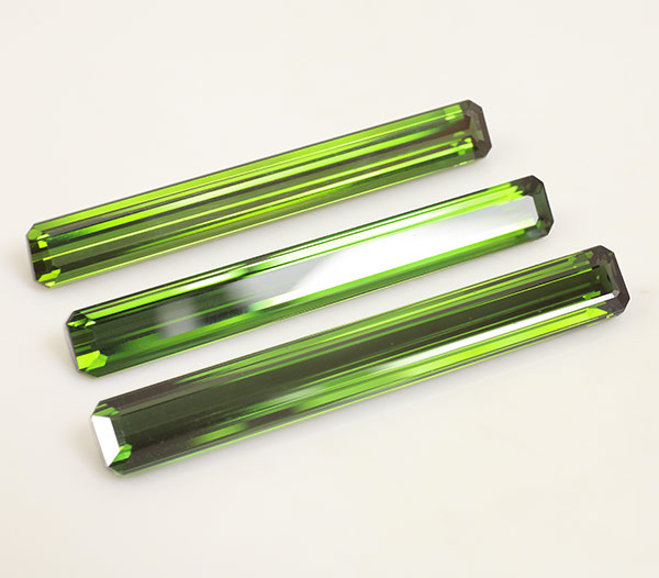 Набор из 3 зеленых турмалинов 12,65 карат