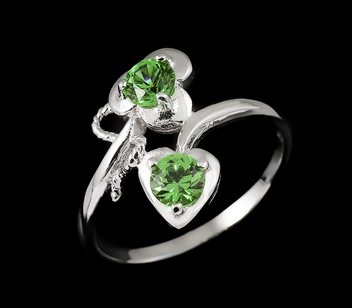 Кольцо из коллекции "Lady Dilly" с зелеными сапфирами Серебро 925