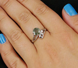 Элегантное кольцо с зеленым сапфиром Серебро 925