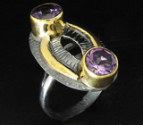 Оригинальное кольцо с аметистами Серебро 925