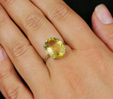 Кольцо c лимонным цитрином 8,99 карат Серебро 925