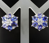 Эффектные серьги с танзанитами Серебро 925