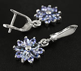 Замечательные серьги с танзанитами Серебро 925