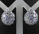 Превосходные серьги с танзанитами Серебро 925