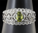 Прелестное кольцо с зеленым сапфиром 0,44 карат Серебро 925