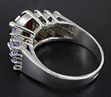 Кольцо с империал топазом и танзанитами Серебро 925