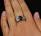 Кольцо с империал топазом и танзанитами Серебро 925