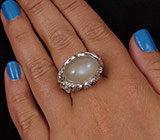 Крупное кольцо c лунным камнем, синими сапфирами, аметистами и топазами Серебро 925