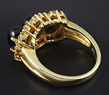 Кольцо со звездчатыми диопсидами и перидотами Серебро 925