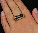 Кольцо со звездчатыми диопсидами и перидотами Серебро 925