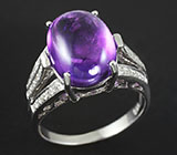 Кольцо с кабошоном сливового аметиста 7,09 карат Серебро 925