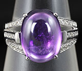 Кольцо с кабошоном сливового аметиста 7,09 карат Серебро 925