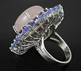 Великолепное кольцо с халцедоном, родолитами и танзанитами Серебро 925