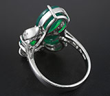 Эффектное кольцо с зелеными агатами Серебро 925