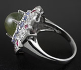 Кольцо c зеленым апатитом, танзанитами и пурпурными сапфирами Серебро 925