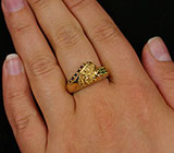 Кольцо c цаворитами гранатами, золотистыми и синими сапфирами Серебро 925