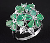 Замечательное кольцо с изумрудами Серебро 925