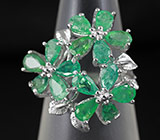 Замечательное кольцо с изумрудами Серебро 925