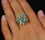 Замечательное кольцо с изумрудами Серебро 925