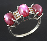 Кольцо cо звездчатыми сапфирами и золотистыми цитринами Серебро 925