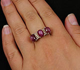 Кольцо cо звездчатыми сапфирами и золотистыми цитринами Серебро 925