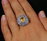 Замечательное кольцо с цитрином и танзанитами Серебро 925