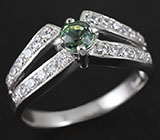 Прелестное кольцо с зеленым сапфиром 0,48 карат Серебро 925