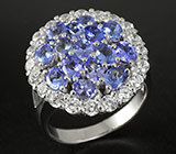 Роскошное кольцо с танзанитами Серебро 925