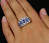 Кольцо с кианитами и синими сапфирами Серебро 925