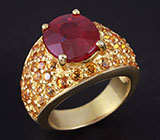 Кольцо с рубином и цитринами Серебро 925