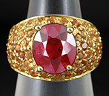 Кольцо с рубином и цитринами Серебро 925